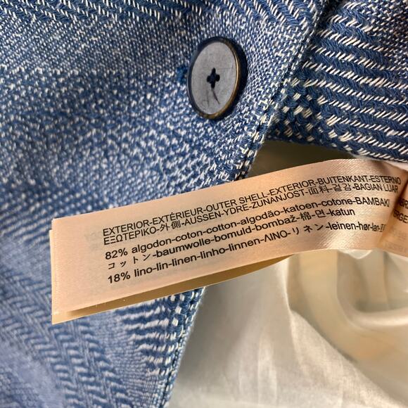 Massimo Dutti Textured Stripe Single Breasted Blazer Coat Jacket Blue Size 6 - Picture 6 of 9